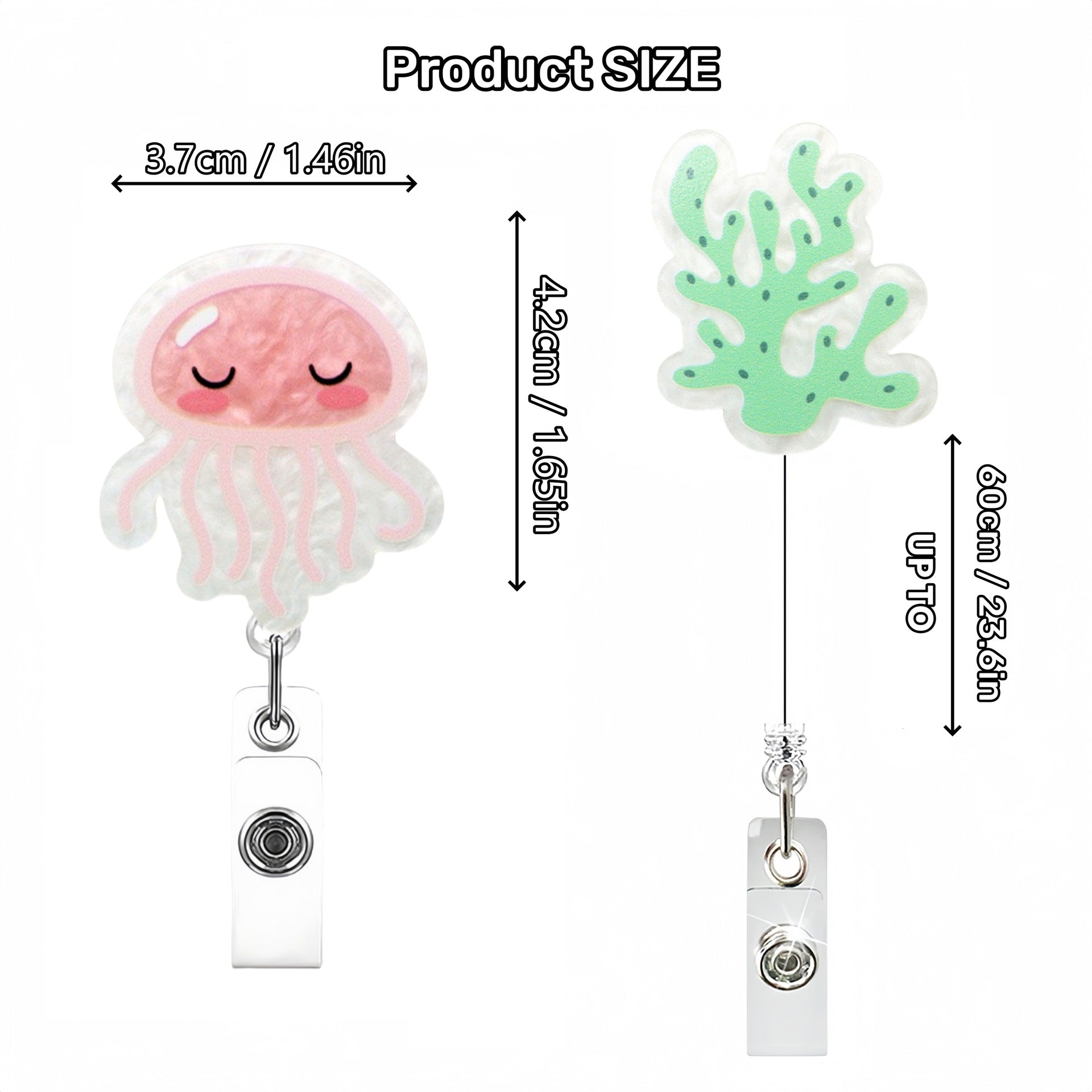 Wholesale Colorful marine animal creative retractable badge clip keychain